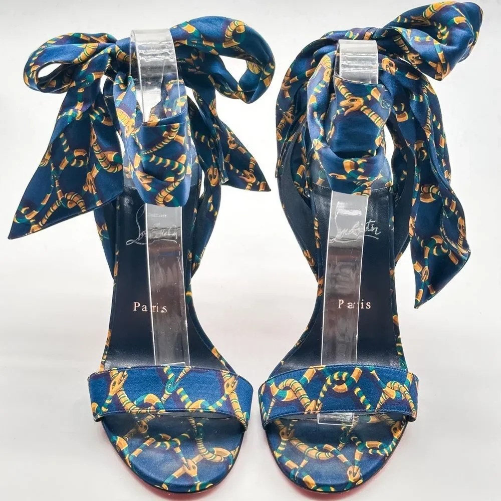 Christian Louboutin Du Desert 100 Crepe Satin in Obscur High Heel Sandals EU 39